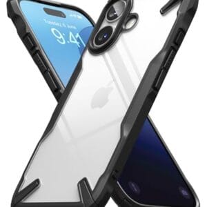 Ringke Fusion-X Compatible with iPhone 16 Case Cover Transparent Hard Back Soft Flexible TPU Bumper Scratch Resistant Shockproof Protection iPhone 16 Back Cover - Black