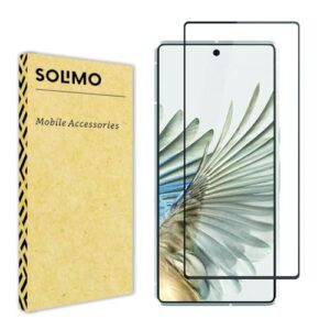 Amazon Brand - Solimo Tempered Glass Screen Protector Compatible for Google Pixel 6A with Edge to Edge HD Full Coverage and Easy Installation Kit, Black
