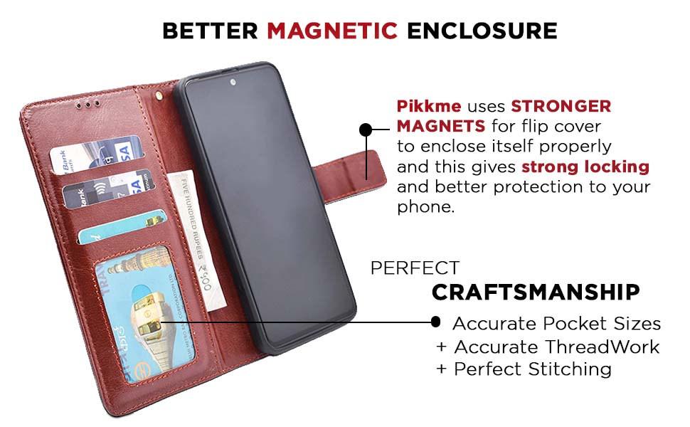 Pikkme Leather Brown Flip Cover