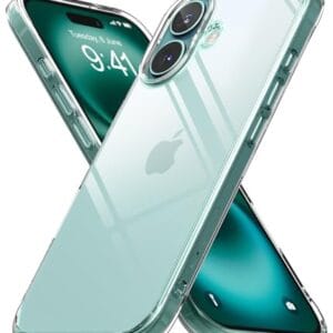 Ringke Fusion Compatible with iPhone 16 Case Cover Transparent Hard Back Soft Flexible TPU Bumper Scratch Resistant Natural Form iPhone 16 Back Cover - Clear