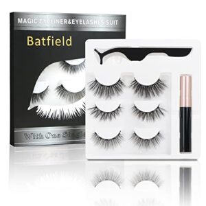 Batfield 3 Pairs of False Eyelashes Magnetic with Eyeliner