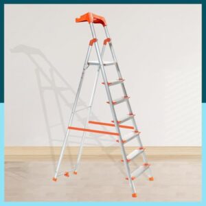 Houza 7-Step Foldable Aluminium Ladder for Home with Tool