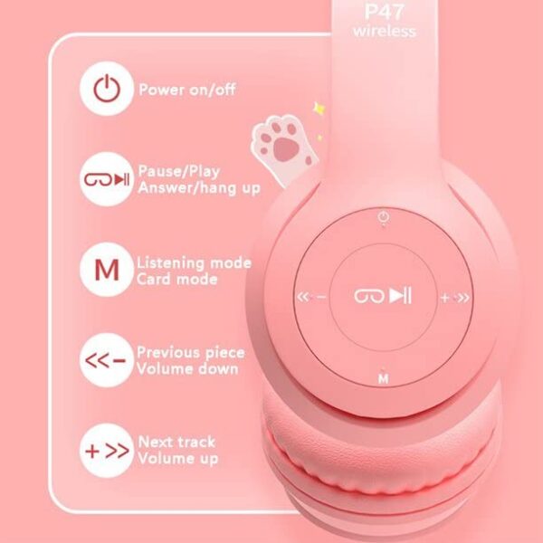 Daemon Cat Ear Headphones, Wireless Bluetooth & Wired, - Image 2