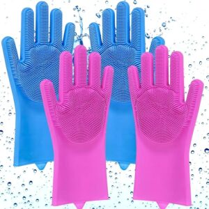 PIXERDOT® Pack of 2 Pairs - Silicone Cleaning Gloves with