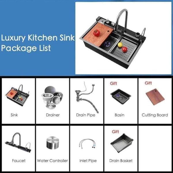 DOLANTO 30" x 18" x 9" Fully Equipped Piano Kitchen Sink - Image 6