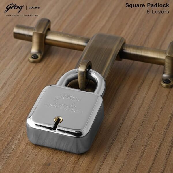 Godrej Locks I Square 6 levers 50mm I 4 Keys I Padlock for - Image 2
