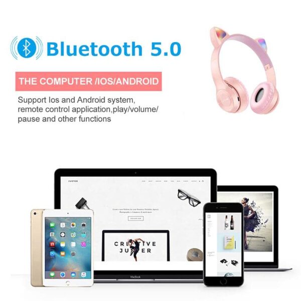 Daemon Cat Ear Headphones, Wireless Bluetooth & Wired, - Image 8