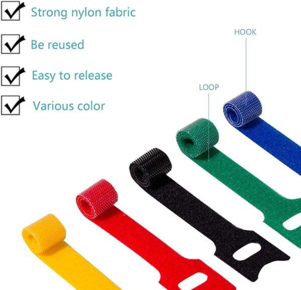 INOVERA 50 Pieces Cable Organizer Hook & Loop Tape - - Image 3