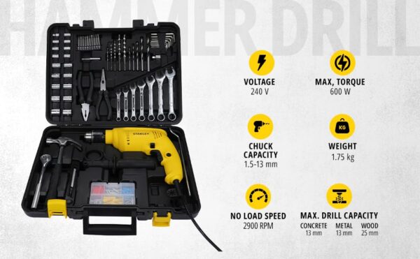 STANLEY SDH600KM-IN 600W 13mm Drill Machine with Mechanical - Image 3