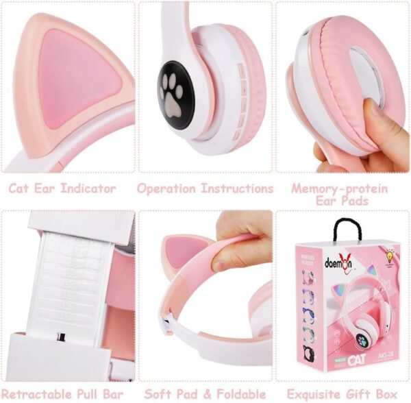 Daemon Kids Headphones, Cat Ear Kids Bluetooth Headphones, - Image 5
