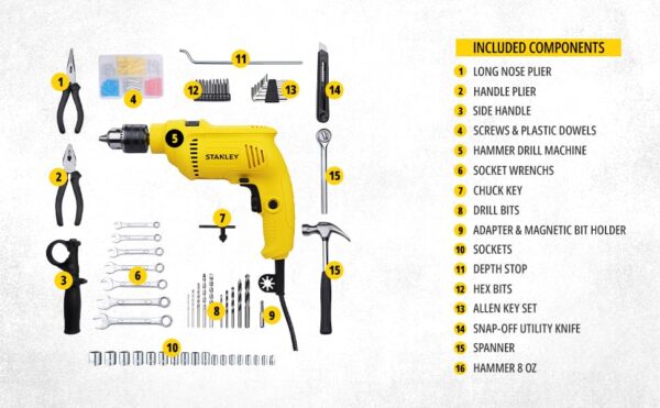 STANLEY SDH600KM-IN 600W 13mm Drill Machine with Mechanical - Image 5