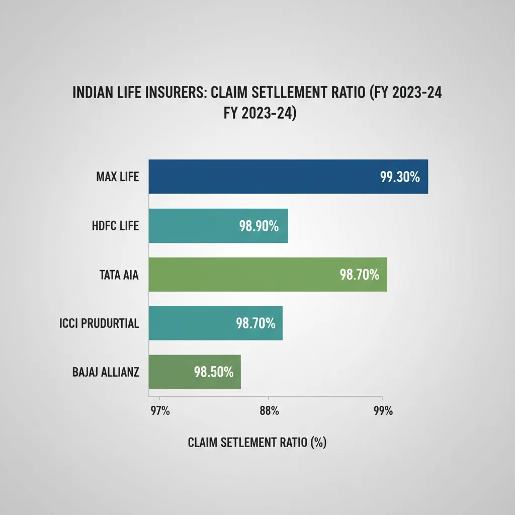 Claim Settlement Ratio Comparison FY 2023-24 for Top Indian Insurers