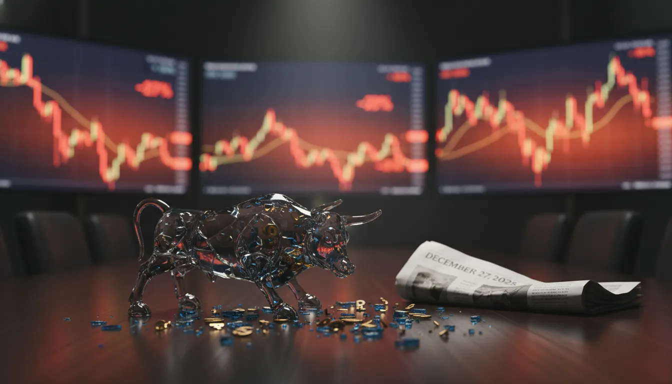 Detailed financial stock market candlestick chart and data visualizations reflecting December 2025 trading activity.