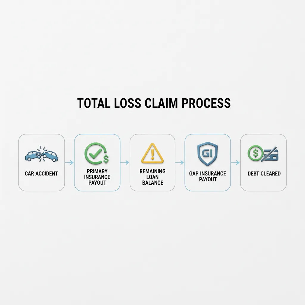 Flowchart showing how gap insurance fits into the car insurance claim process