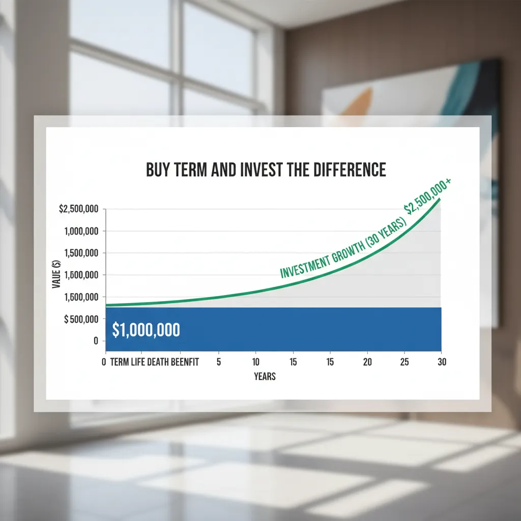 Graph illustrating the 'Buy Term and Invest the Difference' financial strategy.