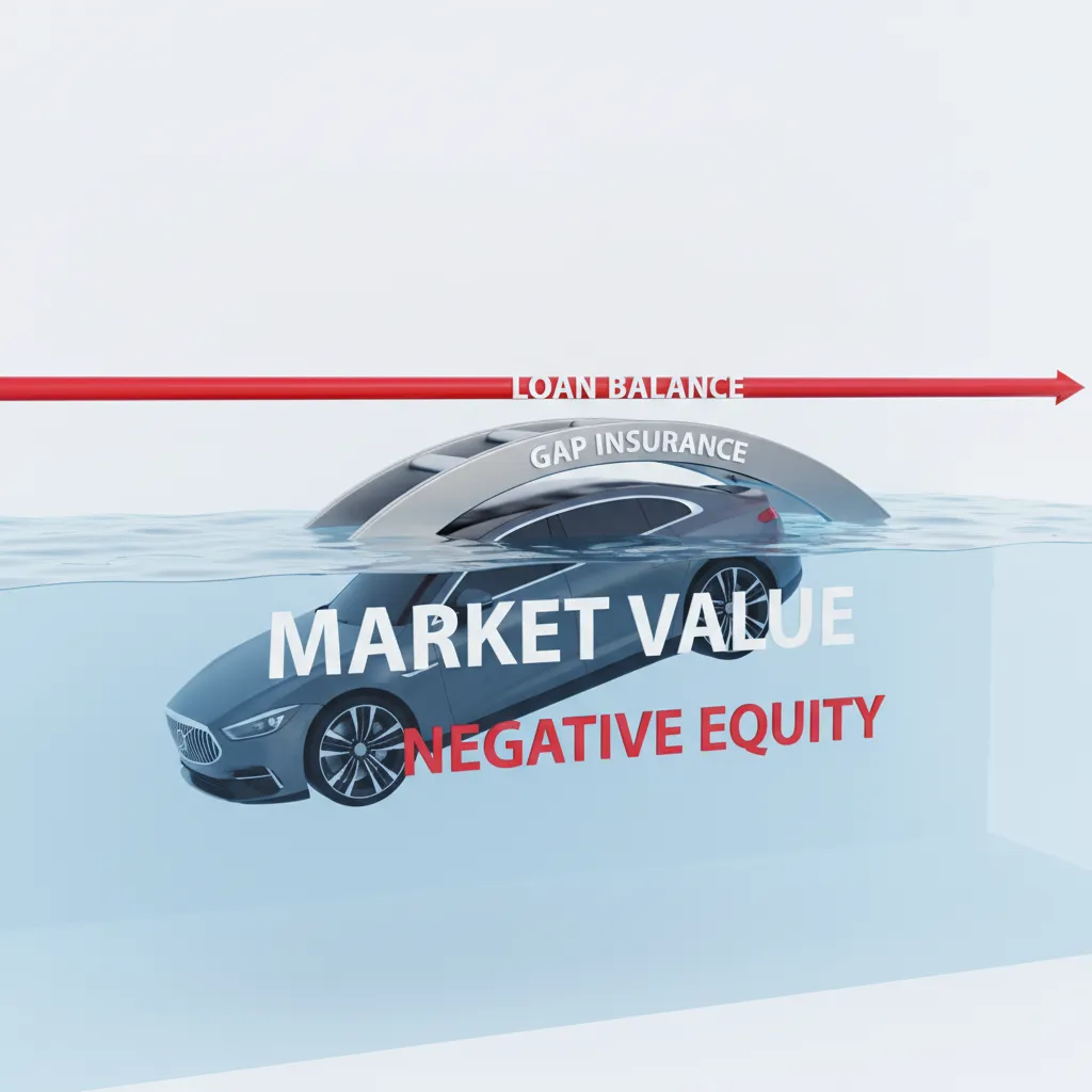 Visual representation of negative equity in a car loan