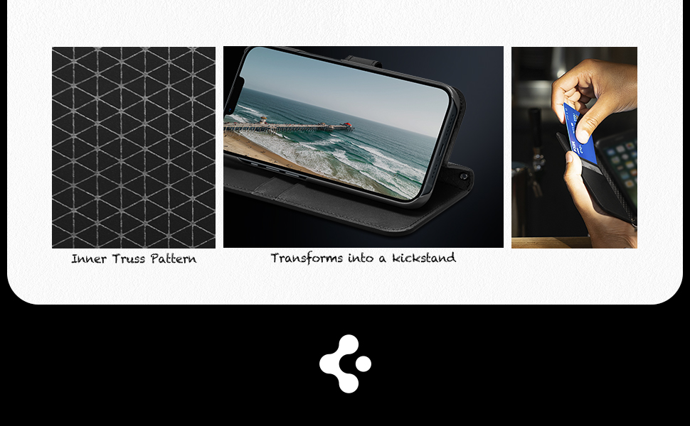 Spigen Wallet S Back Cover Case for iPhone 14, Flip Cover Wallet Design, Air Cushion Technology - PC+TPU | Black 18 14_wallet