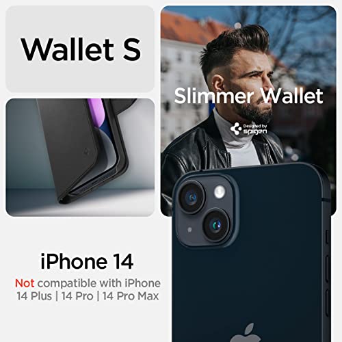 Spigen Wallet S Back Cover Case for iPhone 14, Flip Cover Wallet Design, Air Cushion Technology - PC+TPU | Black 2 Spigen Wallet S Back Cover Case for iPhone 14, Flip Cover Wallet Design, Air Cushion Technology - PC+TPU | Black - Image 2