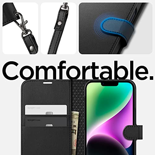 Spigen Wallet S Back Cover Case for iPhone 14, Flip Cover Wallet Design, Air Cushion Technology - PC+TPU | Black 5 Spigen Wallet S Back Cover Case for iPhone 14, Flip Cover Wallet Design, Air Cushion Technology - PC+TPU | Black - Image 5
