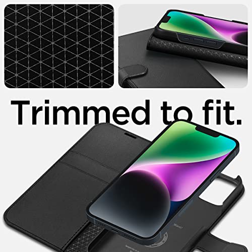 Spigen Wallet S Back Cover Case for iPhone 14, Flip Cover Wallet Design, Air Cushion Technology - PC+TPU | Black 4 Spigen Wallet S Back Cover Case for iPhone 14, Flip Cover Wallet Design, Air Cushion Technology - PC+TPU | Black - Image 4