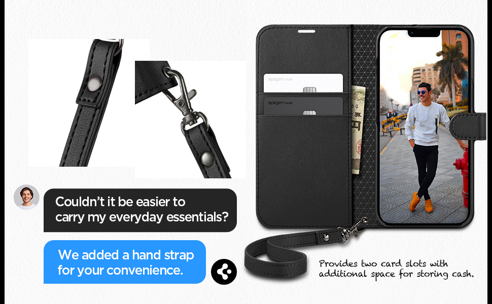 Spigen Wallet S Back Cover Case for iPhone 14, Flip Cover Wallet Design, Air Cushion Technology - PC+TPU | Black 16 14_wallet